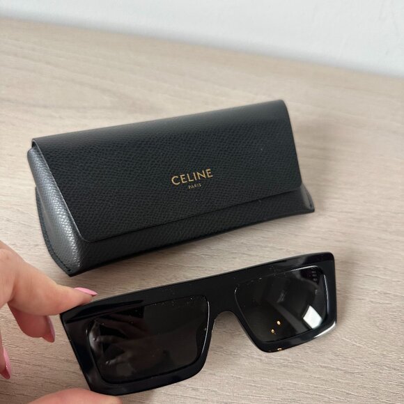 NWOT Celine CL40214U Square Sunglasses Monochrome Black - Picture 2 of 12